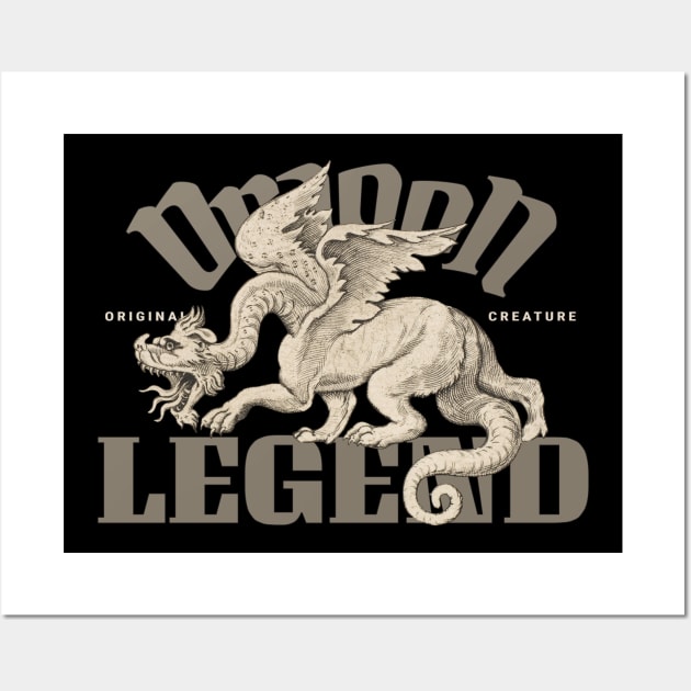 Vintage Legendary Dragon Wall Art by KewaleeTee